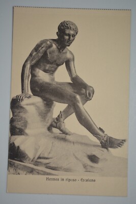 Seated Hermes (Mercury) at Rest Sculpture Found at Herculaneum Postcard.