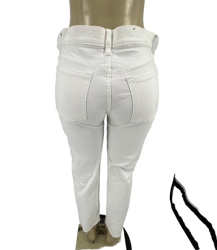 NEW Gap Size 4 Women Girlfriend Mid Rise Jeans White 27” Inseam Raw Edge 22-30 - Picture 4 of 10