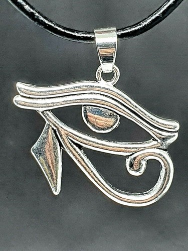 Egipcio Ojo de Horus Collar Colgante Cuero Peltre Protección Ajustable - Imagen 11 de 12