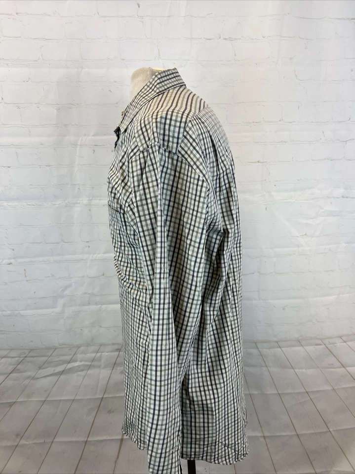 Camisa de vestir vintage de algodón a cuadros gris oliva Hickey Freeman para hombre 15,5 - L $158 Foto 4 de 4