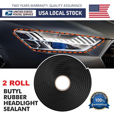 2X Car Headlight Windshield Reseal Butyl Rubber Glue Trim Retrofit Sealant Strip