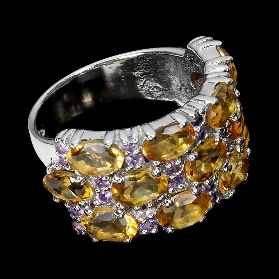 925 Sterling Silver Ring Oval Citrine Rhodolite Garnet Natural Gemstone Jewelry - Image 3 of 4