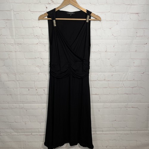 Vertigo Paris Sleeveless Dress Womens Size Large Black V Neck Ruffle - 第 1/9 張圖片