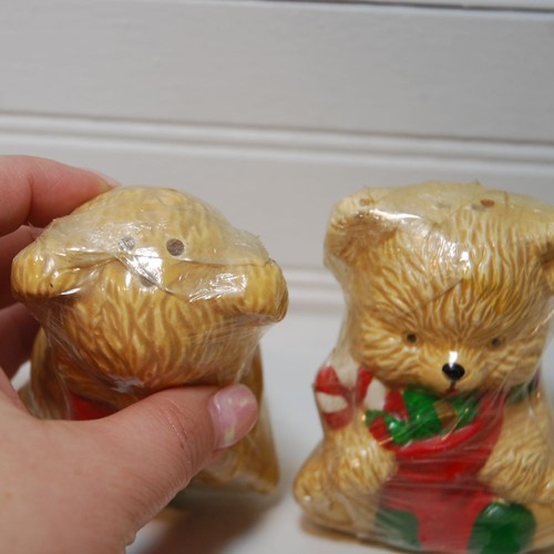 Vintage SCC Teddy Bear salt and pepper shakers ceramic Christmas Holiday - Picture 2 of 9