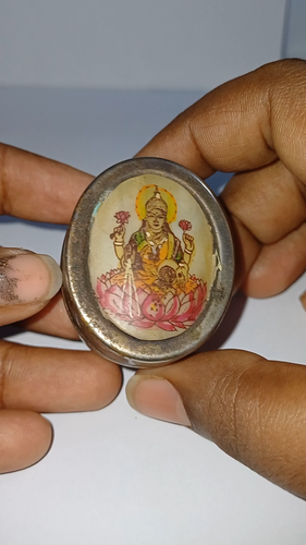 Antique Silver Box: Oil Portrait of Goddess Mahalakshmi 19th Century WATCH VIDEO - Video 1 of 1