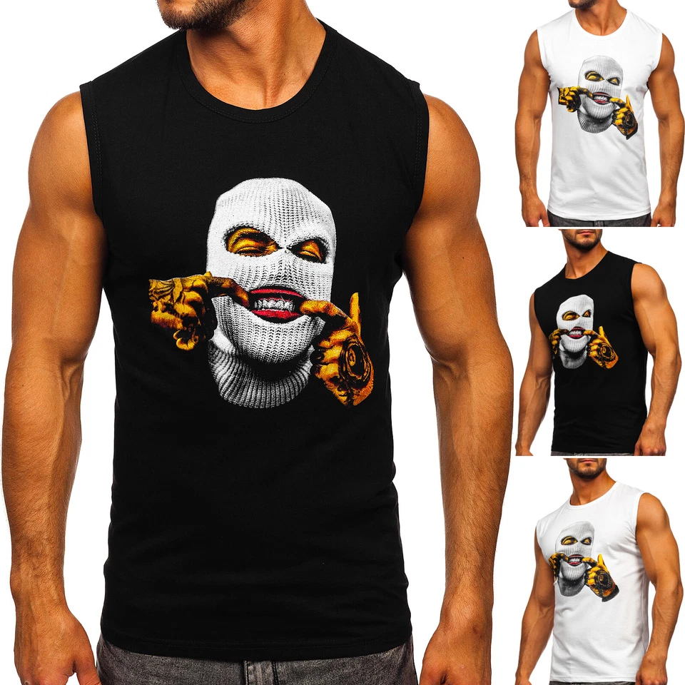 Tanktop T-Shirt Tee Tank Top Achselshirt Muskelshirt Aufdruck Herren BOLF Print - Bild 1 von 1