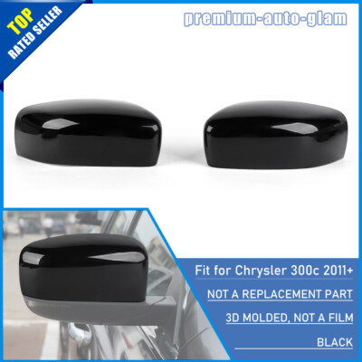 Black Side Door Rearview Mirror Decor Cover Trim Shell For Chrysler 300C 2011+