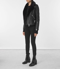 All Saints Premium Higgens Lux Leather Biker Jacket - Size Uk 6 Eu 34 Us 2