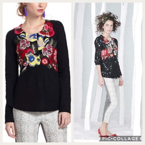 Anthropologie Leifsdottir Techniflora Embroidered Cardigan Sweater coat s 4 6