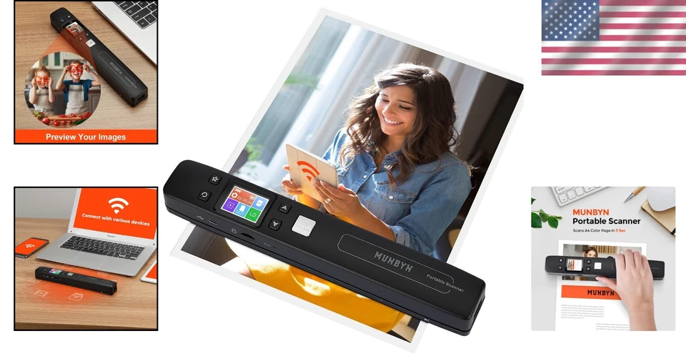 MUNBYN A4 Portable Scanner with Integrated Wi-Fi and 1050 DPI Resolution - Image 2 of 4