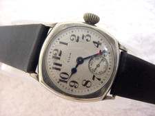 Vintage large antique WWI World War I Military ELGIN CUSHION TRENCH mens watch