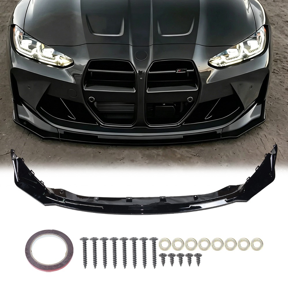 For 2021-26 BMW G80 M3 G82 G83 M4 V Style Gloss Black Front Bumper Lip Splitter