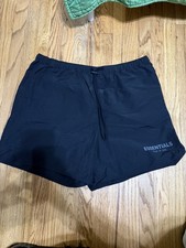 Sz LARGE Fear of God Essentials Volley Shorts Black PRE OWED GREAT CONDITION