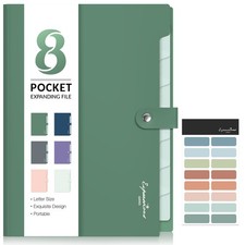 Elegant Accordion File Organizer, 8 Pocket Expanding File Folders with Labels...
