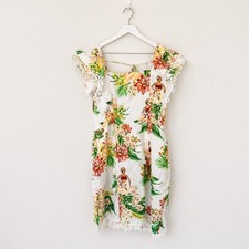 FARM Rio Denyse Linen Mini Dress XL Tropical Resort Vacation Artsy Boho