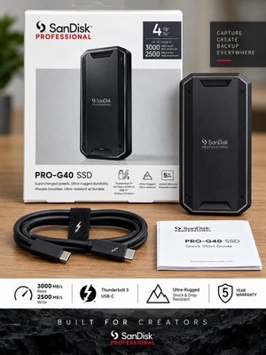 SanDisk Professional PRO-G40 SSD 4TB Thunderbolt 3 USB-C 3000MB/s NEU