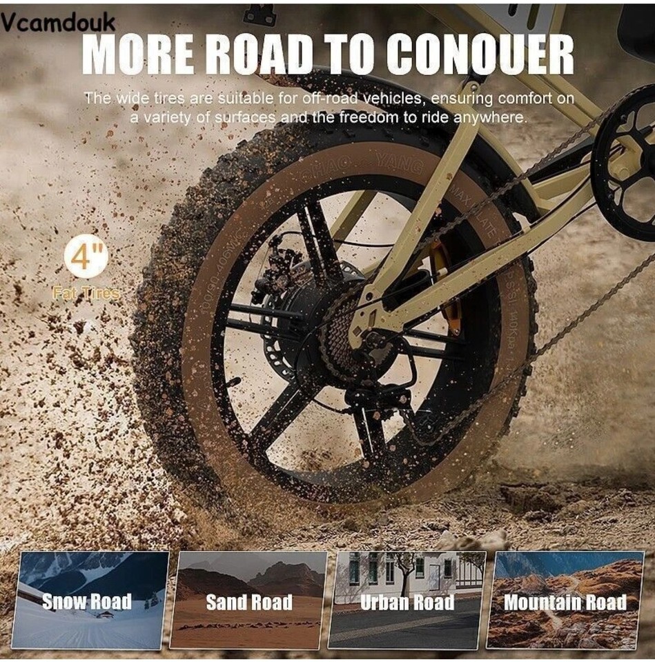 Vélo Électrique Jansno X70 - VTT Fat Tire 20", 48V 34Ah, Autonomie 120 Km, 250W, 7 Vitesses