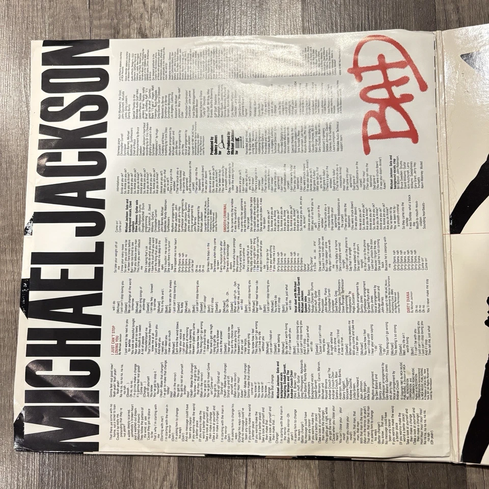 Michael Jackson - BAD Vinyl LP Album 1987 US 1st Press Epic Records - VG - Pop - Image 4 of 4
