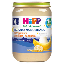 4062300287730 HiPP BIO Przysmak na Dobranoc Kaszka manna z mlekiem i bananami po