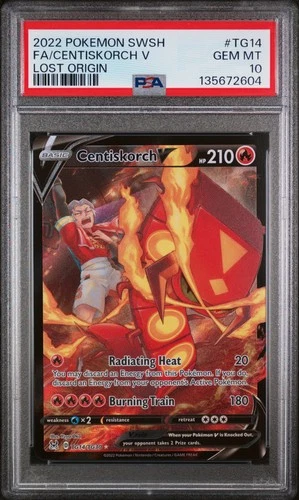 2022 POKEMON SWORD & SHIELD LOST ORIGIN #TG14 FULL ART/CENTISKORCH V PSA 10