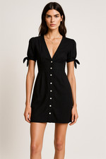 NWT NASTY GAL Mini Dress 4 ALL PLAY Button Down Boho Y2K 70s Puff Sleeve Resort