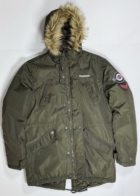 Vintage Style Lambretta Mod Parka Jacket Olive Fur Hood Target