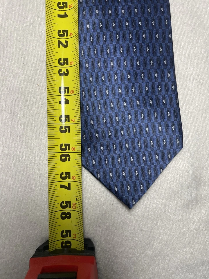 Vintage Gianfranco Ruffini Silk Tie Made in Italy – Blue Geometric Micro Pattern - Image 3 of 4