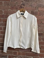 Vintage Giorgio Armani Women’s Blouse, Sz 38 IT, Ivory Silk, Italy