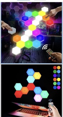 Hexagon Lights, Smart LED Wall Lights with Remote, 13 Colors Touch-Sensitive DIY
