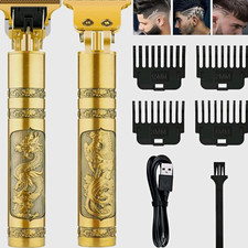 Gold T-Blade Trimmer Cordless USB Rechargeable 1.5-4mm Guards for Men