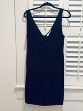 Ann Taylor Loft Women Size M Black Sleeveless Knit Shift Comfy Knot Dress EUC