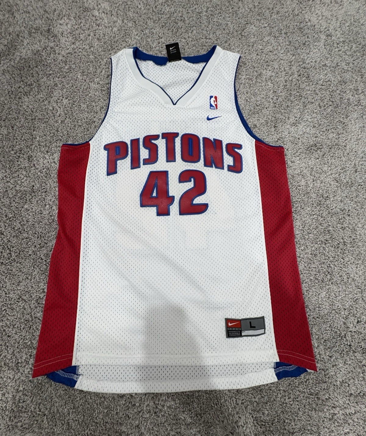 Nike Jerry Stackhouse #42 Detroit Pistons NBA Basketball Jersey Men’s L White