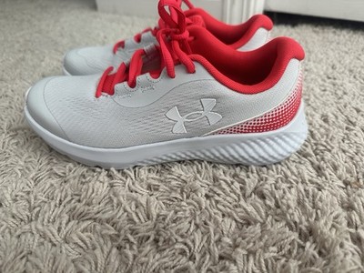 Under Armour Charged Kids Sneaker Low Top Lace-Up Mesh Logo White US 4 EU36