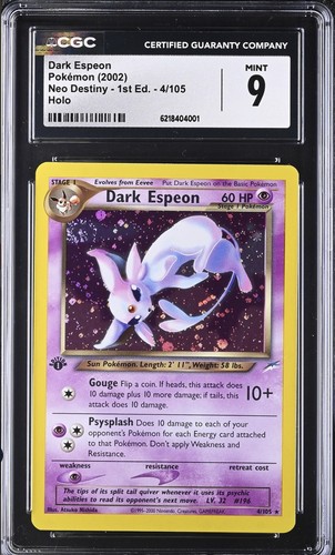Dark Espeon (1st Edition) graded CGC 9 for sale on eBay