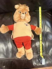 Worlds of Wonder Teddy Ruxpin 1985 Medium Plush Toy Red Outfit 14" Vintage