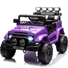 12V Kids Ride On Car w/ Remote Control, LED Lights, Music, 3 Speeds, Safety Belt