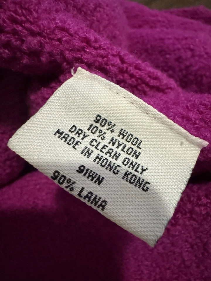 Eileen Fisher 毛圈毛衣女式中号紫红色羊毛针织宽松圆领 — 第 4/4 张图片