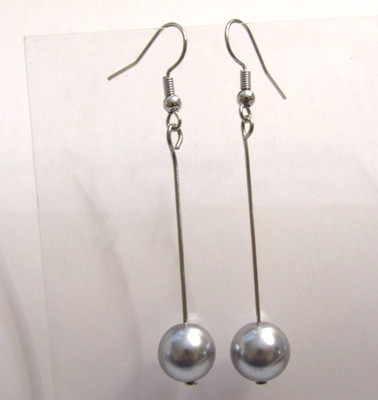 Gray Silver Tone Drop Earrings Chic Boho Beach Simple Summer Fashion Jewelry