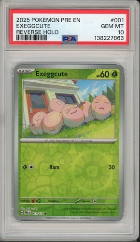 2025 Pokemon Prismatic Evolutions Exeggcute Reverse Holo #001 PSA 10