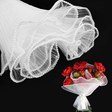 4 Yards Pearl Mesh Flower Wrapping Paper for Bouquets, Korean Floral Wrapping...
