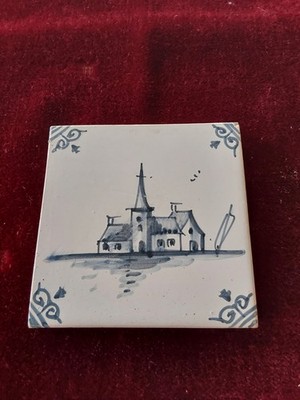 Alte Holländische Fliese, Polychrome, Handbemalt , alte Kirche , 17 , 10 x 10 ,