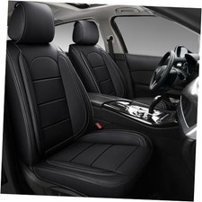 Leather Car Seat Covers with Car Backseat Organizer, FRONT PRIR BLACK