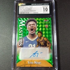 # /75 Mint 10 Graded Rookie Yves Missi Green Geo Refractor Auto Topps Finest 24