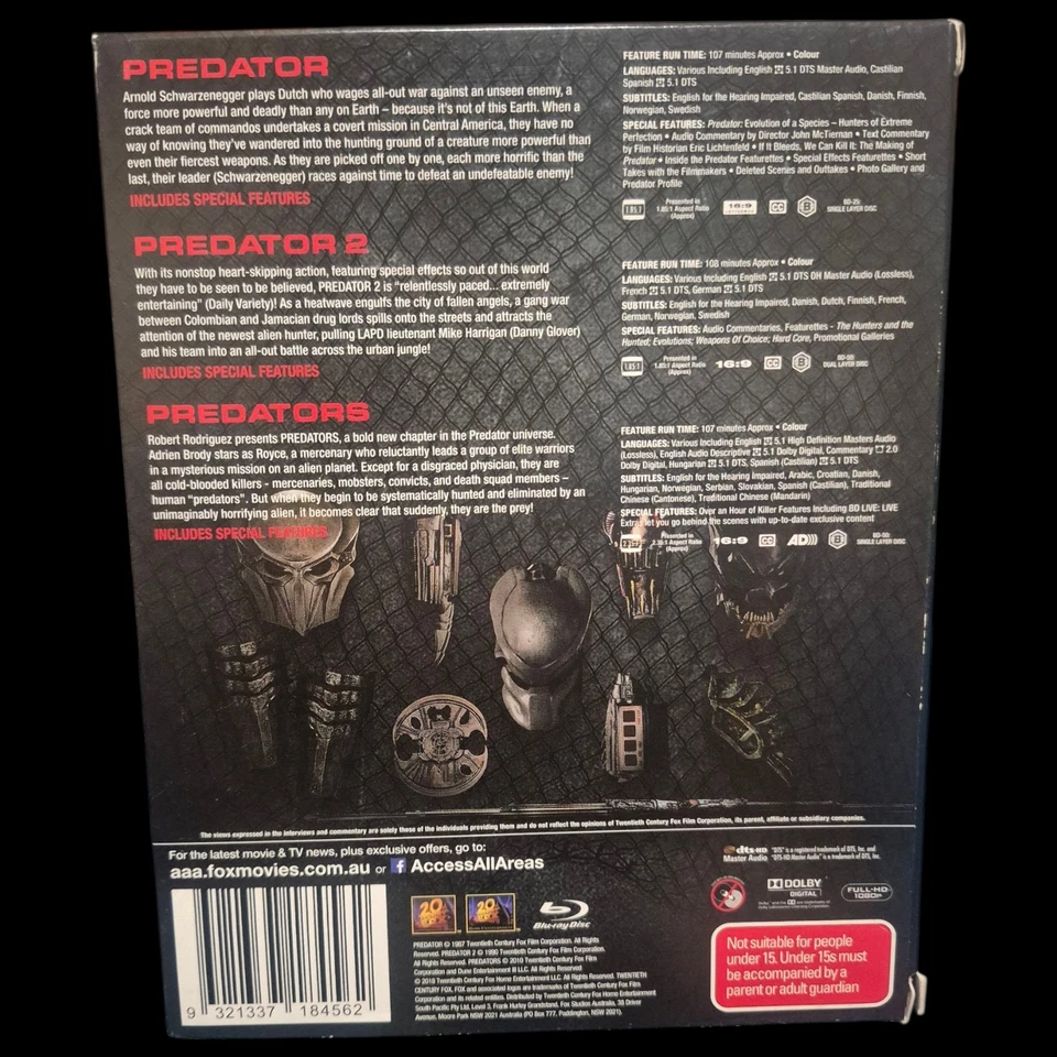 Predator | Trilogy Box Set Movie (3x Blu-ray, 2018) Region B VGC - Image 2 of 4