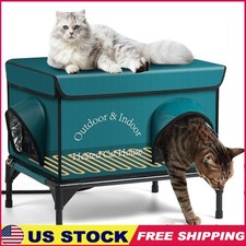 Heated Cat House Waterproof Insulated Outdoor Shelter Escape Door Easy Assembly