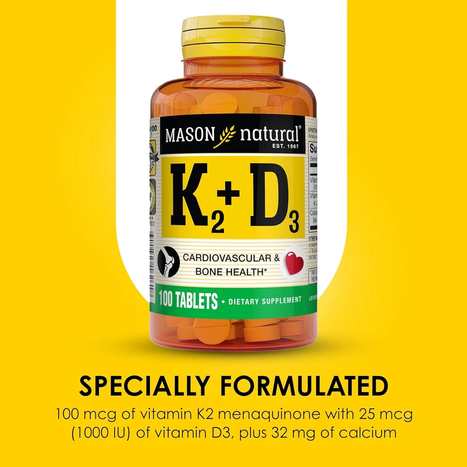 Vitamina K2 D3 Suplemento de Apoyo Óseo 100 Unidades Calcio y Soporte Muscular Ta... Foto 4 de 4