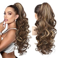 Ponytail Extension, 24" Claw Clip in Long Curly Wavy Ponytail Hair Extension ...