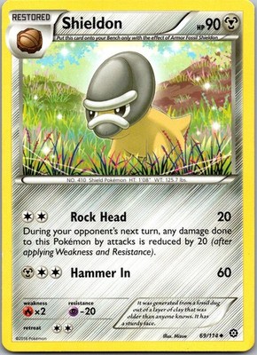 Shieldon 69/114 Uncommon Steam Siege Pokemon Near Mint