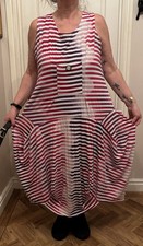 NAVEED Amazing, Arty Stretch Lagenlook Jersey Statement Striped Dress Size XL