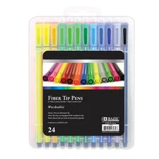 BAZIC 24 Color Washable Fiber Tip Pen, pack of 12